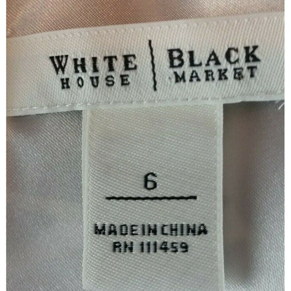 White House Black Market Women (6) 100% Silk Black & White Abstract Floral Dress - Picture 9 of 10